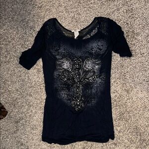 Angels & Diamonds Navy Embellished Tee
